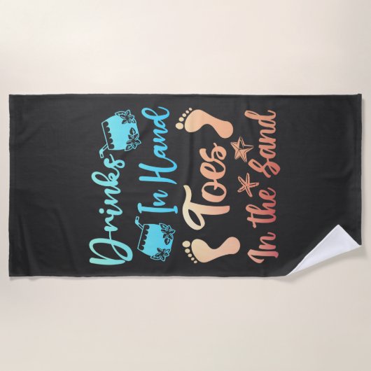 手の指で飲む砂の中のビーチことわざ ビーチタオル (正面)