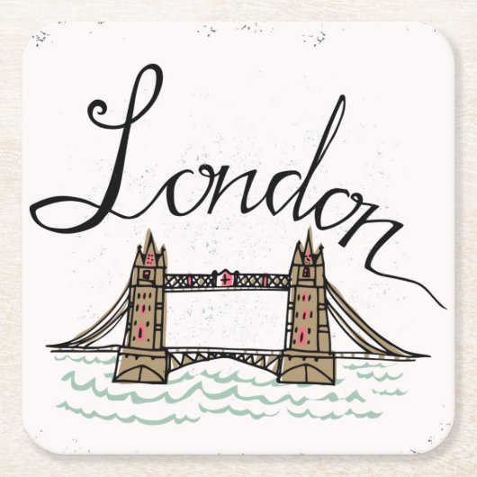 手の教養があるロンドン橋 スクエアペーパーコースター (正面)