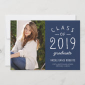 手の教養がある卒業の写真の発表の青 案内状 (正面)