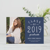 手の教養がある卒業の写真の発表の青 案内状 (スタンド正面)