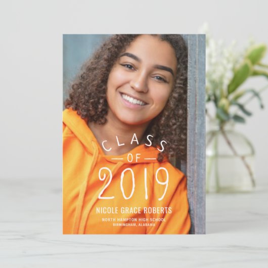 手の教養がある卒業パーティーの写真の発表 案内状 (スタンド正面)