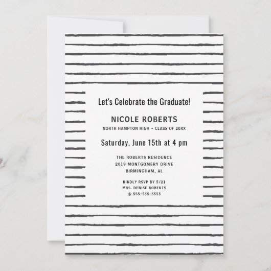 手の教養がある卒業パーティーの写真の発表 案内状 (裏面)