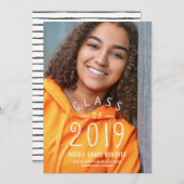 手の教養がある卒業パーティーの写真の発表 案内状 (正面/裏面)