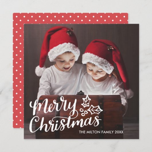 手の教養がある完全な写真の正方形のクリスマスカード シーズンカード (正面/裏面)