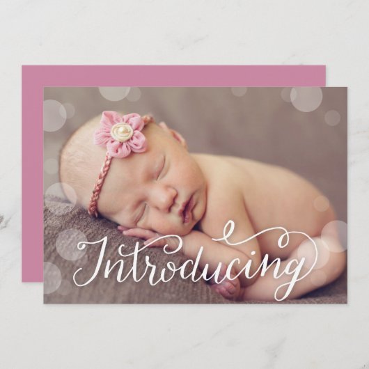 手の教養がある泡点の写真の誕生の発表 案内状 (正面/裏面)