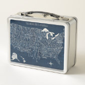 手の教養がある青米国の地図 メタルランチボックス (裏面)