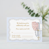 手の数珠は青いRSVPに玉を付けます 出欠カード (スタンド正面)