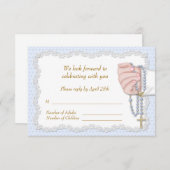 手の数珠は青いRSVPに玉を付けます 出欠カード (正面/裏面)