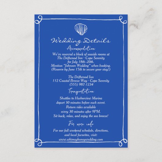 手の書結婚詳細と方向 エンクロージャーカード (正面)