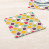 手の水玉模様パターン スクエアペーパーコースター (アングル)
