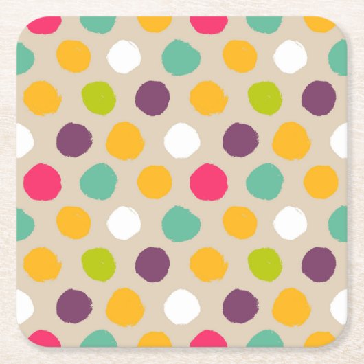 手の水玉模様パターン スクエアペーパーコースター (正面)