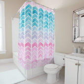 手の水絵を描の色のグラデーションのジオメトリ青と シャワーカーテン (インサイチュ)