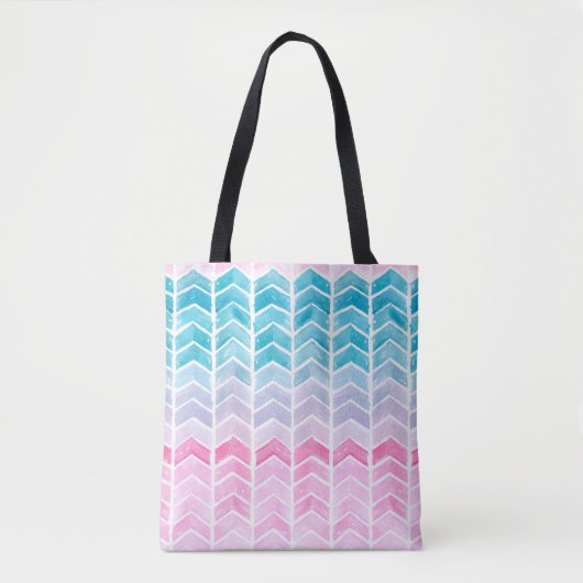 手の水絵を描の色のグラデーションのジオメトリ青と トートバッグ (正面)