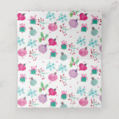 手の水色のクリスマスオーナメント冬 プレイスカード (内部開封)