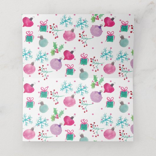 手の水色のクリスマススノーフレーク冬 プレイスカード (内部開封)