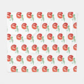 手の水色の明るいエレガントオレンジ色のカボチャ フリースブランケット (正面(横))