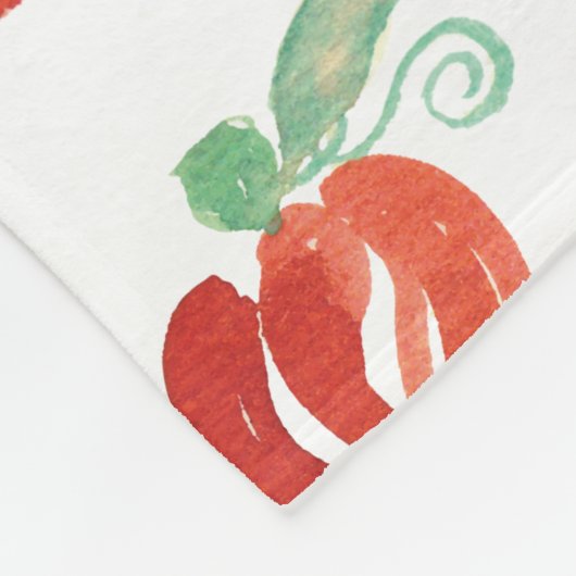 手の水色の明るいエレガントオレンジ色のカボチャ フリースブランケット (角)