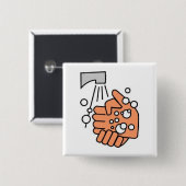 手の洗浄ボタン 缶バッジ (正面&裏面)