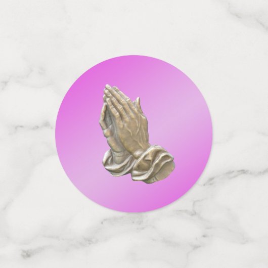 手の洗礼の聖餐の女の子のピンクを祈ること コンフェッティ (スモール正面)