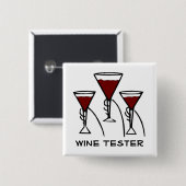 手の漫画の3つのワイングラス 缶バッジ (正面&裏面)