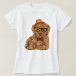 手の知絵を描知のトイプードル子犬 Tシャツ