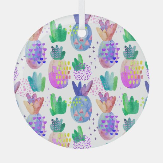 手の秋色彩の鮮やかの花、シームレスなパターン。 ガラスオーナメント (正面)