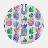 手の秋色彩の鮮やかの花、シームレスなパターン。 ガラスオーナメント (裏面)