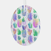 手の秋色彩の鮮やかの花、シームレスなパターン。 ガラスオーナメント (正面左)