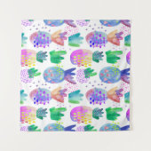 手の秋色彩の鮮やかの花、シームレスなパターン。 タペストリー (正面(横))