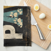 手の素朴跡で「手を拭く」サイン キッチンタオル (四つ折り)