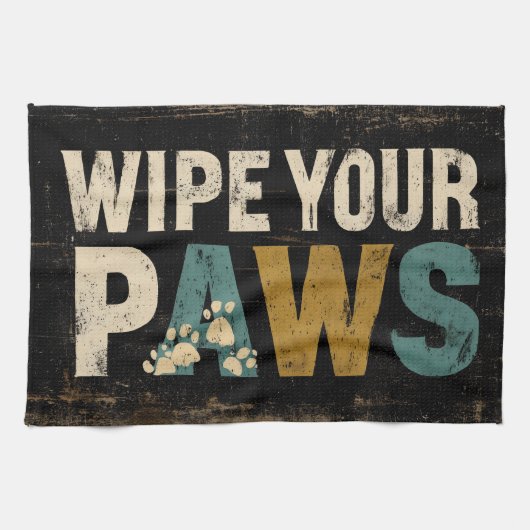 手の素朴跡で「手を拭く」サイン キッチンタオル (横)