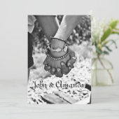 手の結婚式招待状の把握 セーブザデート (スタンド正面)