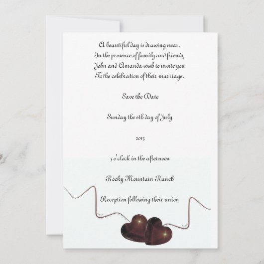 手の結婚式招待状の把握 セーブザデート (裏面)