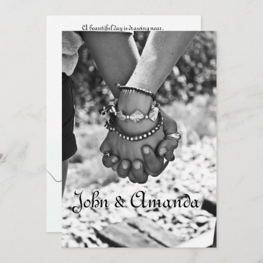 手の結婚式招待状の把握 セーブザデート (正面/裏面)