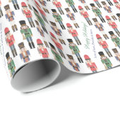 手の絵を描くるみ割りおもちゃ兵士メリークリスマス ラッピングペーパー (ロールコーナー)