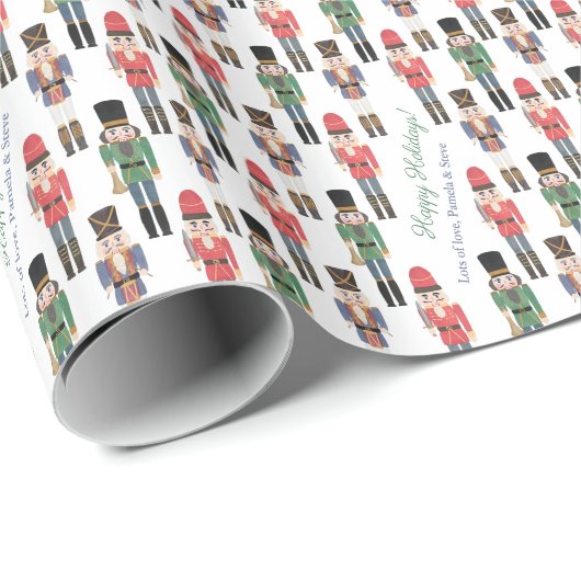 手の絵を描くるみ割りおもちゃ兵士メリークリスマス ラッピングペーパー (ロールコーナー)