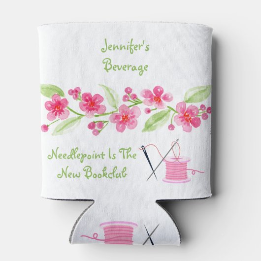 手の絵を描さくらんぼ花針先個人用 缶クーラー (裏面)