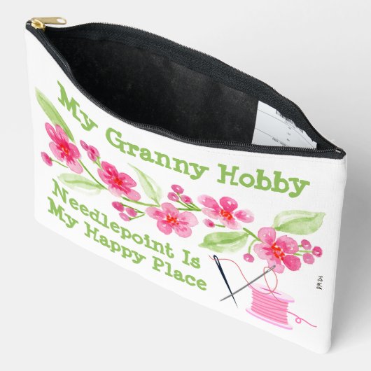手の絵を描さくらんぼ花G針先ジッパー アクセサリーポーチ (見開き)