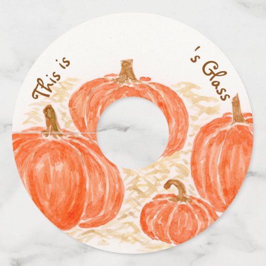 手の絵を描パンプキンス水彩追加の名前 ワイングラスタグ (裏面)
