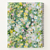 手の絵を描ワイルドフラワーパーソナライズされたグリーン ノートブック (裏面)