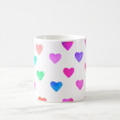 手の絵を描水の色のハートパターンのバレンタイン コーヒーマグカップ (中央)