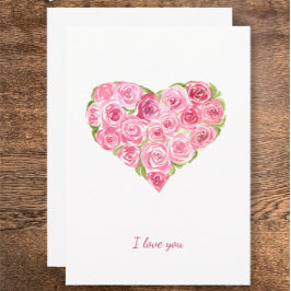 手の絵を描水の色のバラハートバレンタイン日 シーズンカード