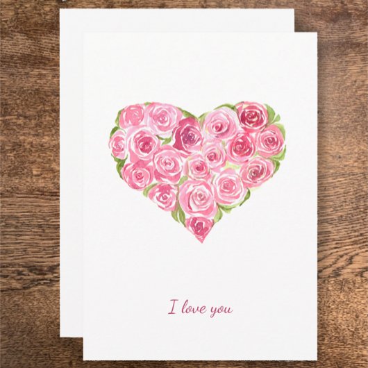 手の絵を描水の色のバラハートバレンタイン日 シーズンカード