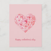 手の絵を描水の色のバラハートバレンタイン日 シーズンポストカード (正面)