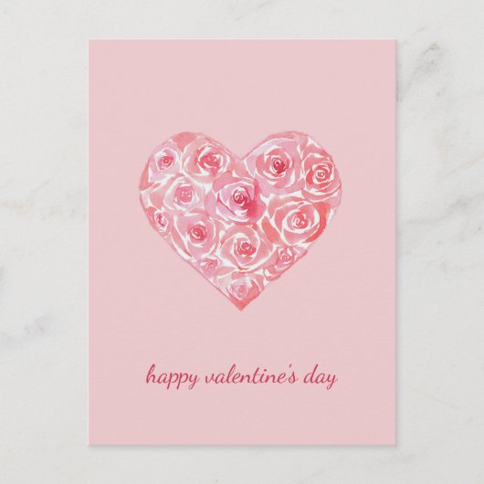 手の絵を描水の色のバラハートバレンタイン日 シーズンポストカード (正面)