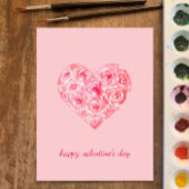 手の絵を描水の色のバラハートバレンタイン日 シーズンポストカード