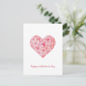 手の絵を描水の色のバラハートバレンタイン日 シーズンポストカード (スタンド正面)