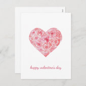 手の絵を描水の色のバラハートバレンタイン日 シーズンポストカード (正面/裏面)