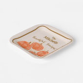 手の絵を描水の色のパンプキンパーソナライズサンクスフ ペーパープレート (傾斜あり)