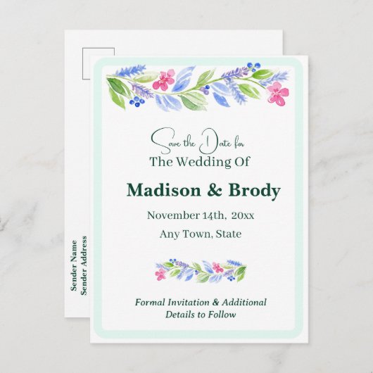 手の絵を描水の色のフローラ日の写真を保存 案内ポストカード (正面/裏面)